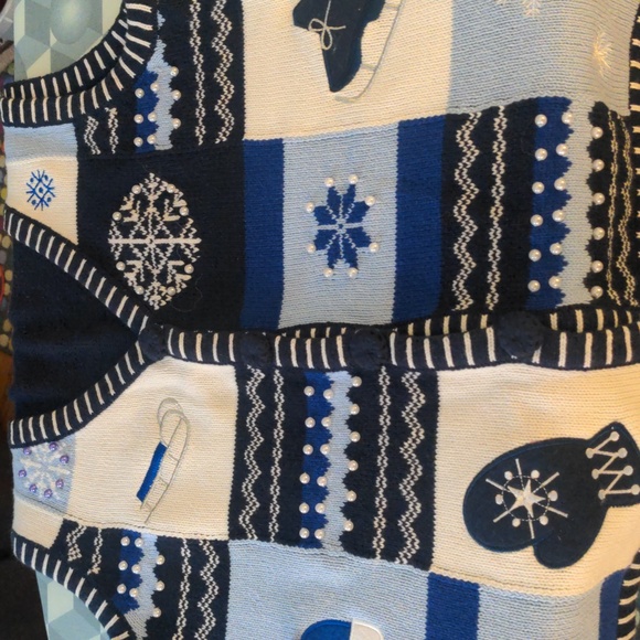 HOLIDAY EDITION blue/white Christmas Sweater Vest - S - Picture 2 of 4